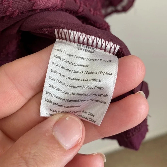 Anthropologie One September maroon peasant Embellished beaded Boho Tunic Top - Picture 6 of 6